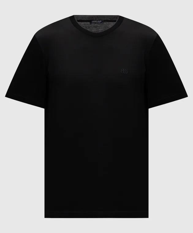 Bertolo Cashmere Black t-shirt with logo embroidery