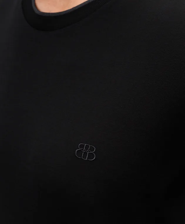 Bertolo Cashmere Black t-shirt with logo embroidery