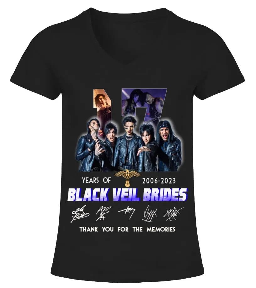 BLACK VEIL BRIDES 17 YEARS OF 2006-2023 Camiseta cuello pico Mujer