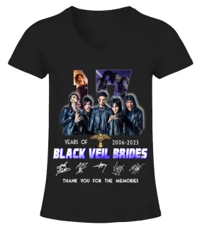 BLACK VEIL BRIDES 17 YEARS OF 2006-2023 Camiseta cuello pico Mujer