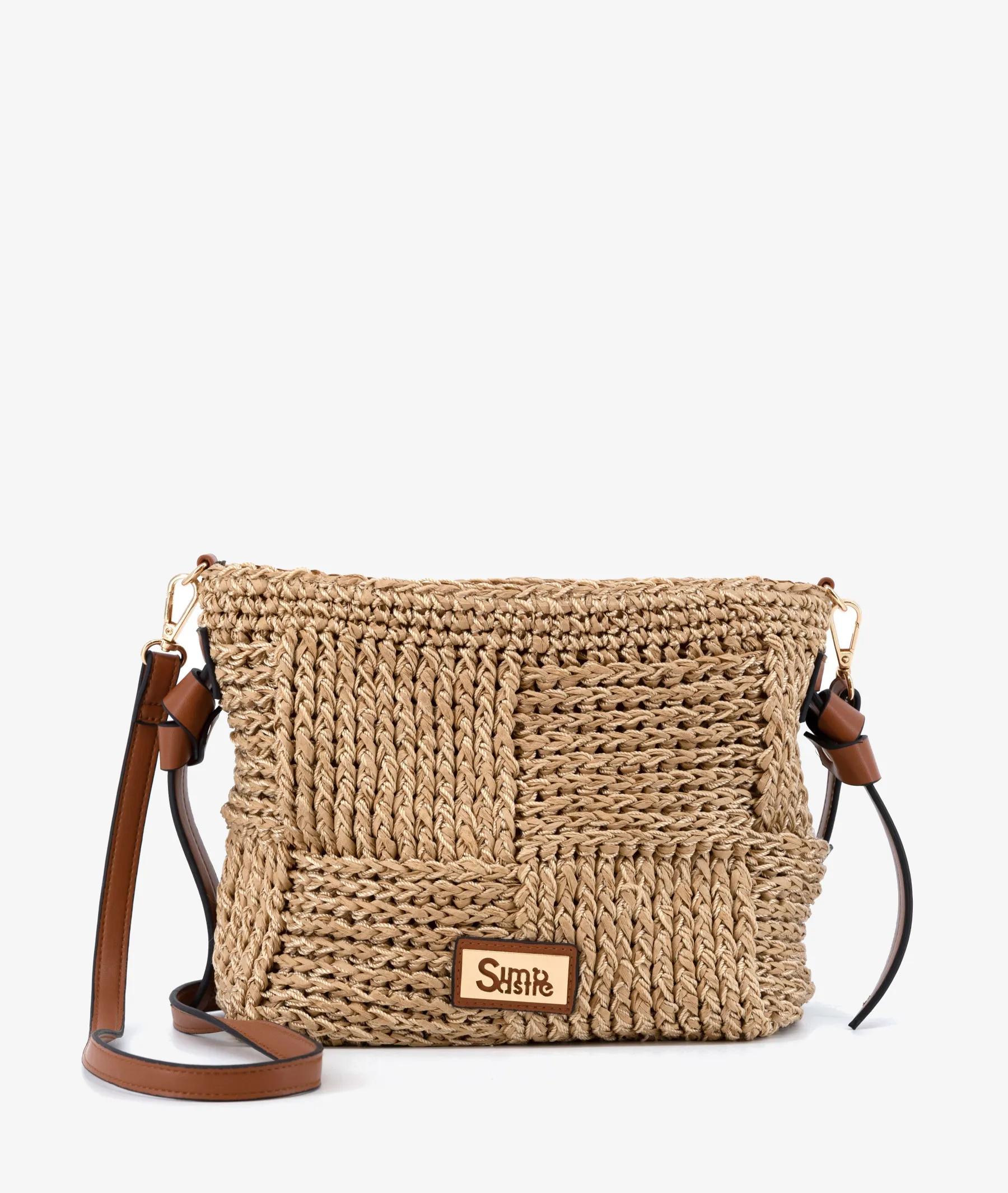 Bolso de rafia SIMOSASTRE 1033 CROSSBODY MARSELLA en camel  Medidas 27