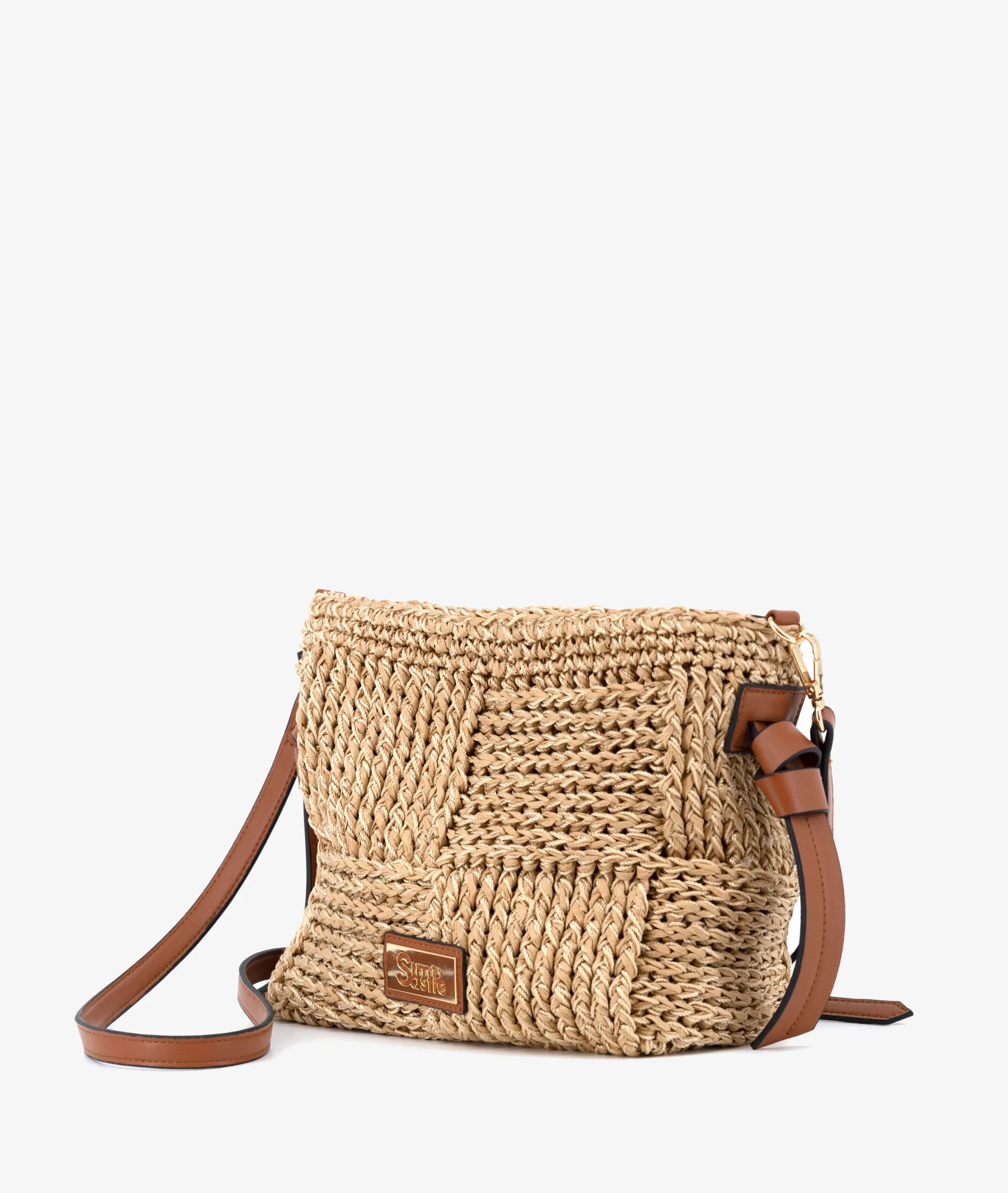 Bolso de rafia SIMOSASTRE 1033 CROSSBODY MARSELLA en camel  Medidas 27