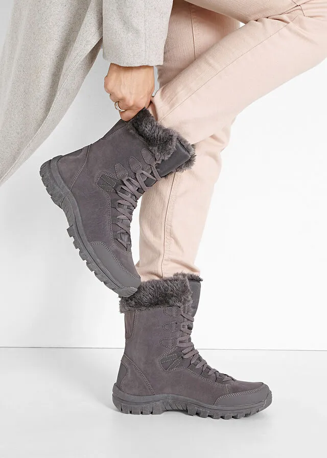 Botas cómodas de cordones con membrana Tex Gris oscuro