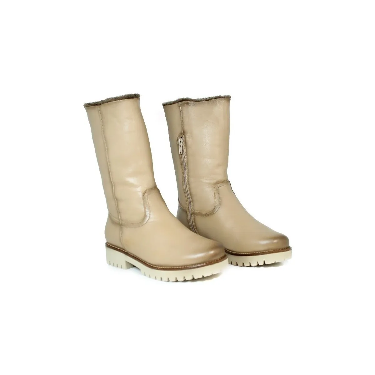 BOTAS DE CAÑA MEDIA EN PIEL PARA MUJER  23530 TAUPE