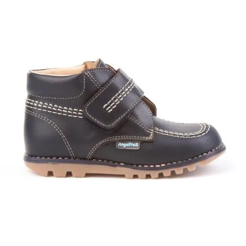 Botas De Piel Azul Marino De Niño Angelitos 22579-20 (tallas De 20 A 34)