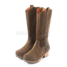 Botas XUZ 30042 Cano Alto e Tacao de Madeira 30042 Castanho