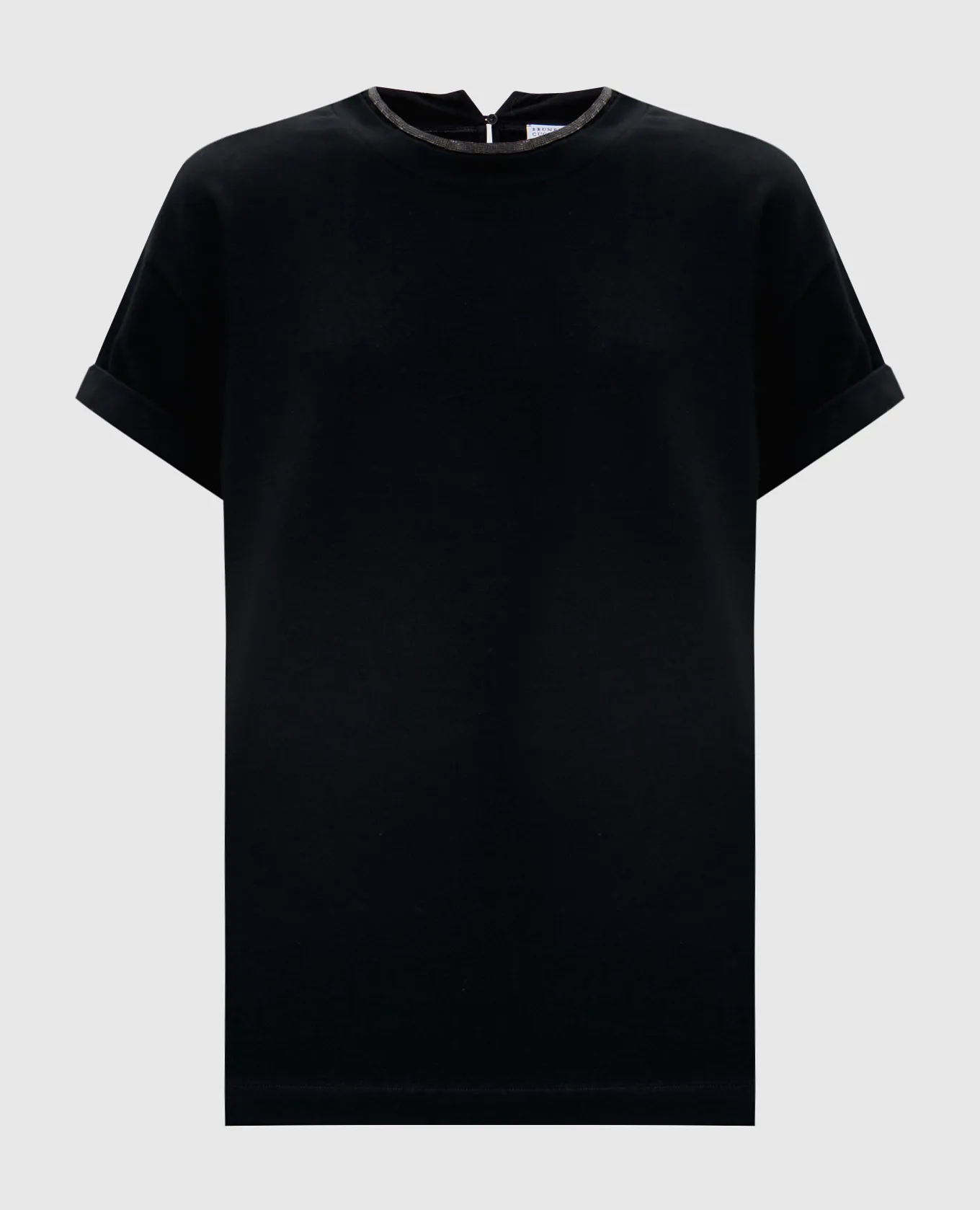 Brunello Cucinelli Black t-shirt with monil chain