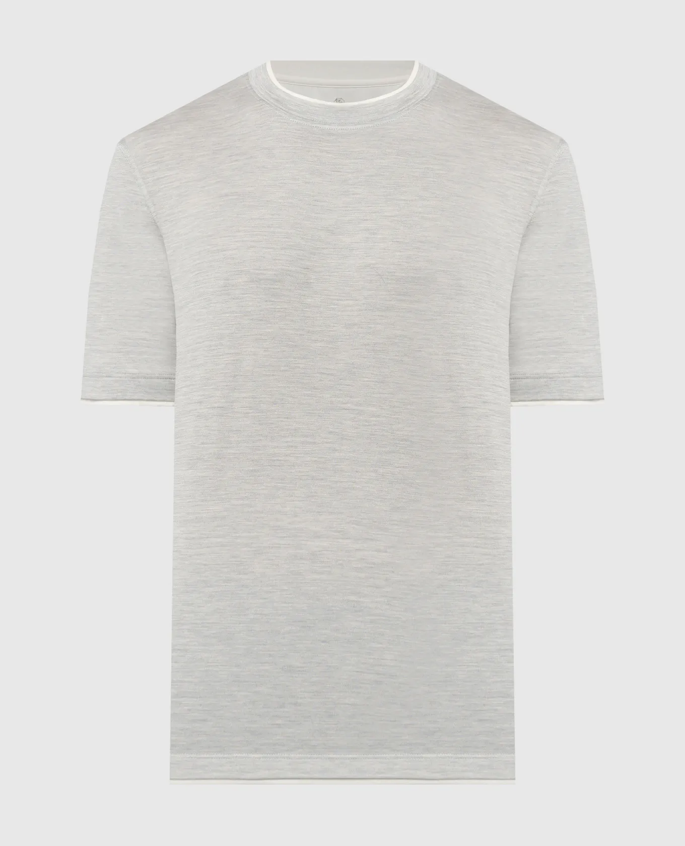 Brunello Cucinelli Gray melange t-shirt with layered silk