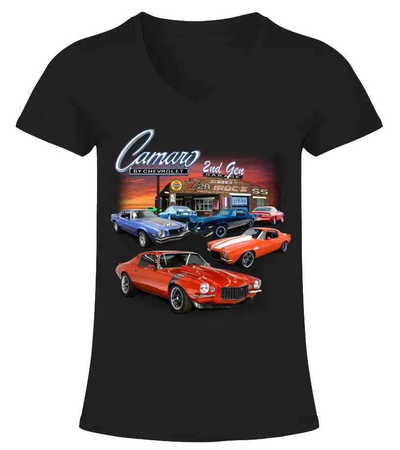 Camaro 2nd Gen BK Camiseta cuello pico Mujer