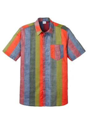 Camisa de manga corta Multicolor de rayas verticales