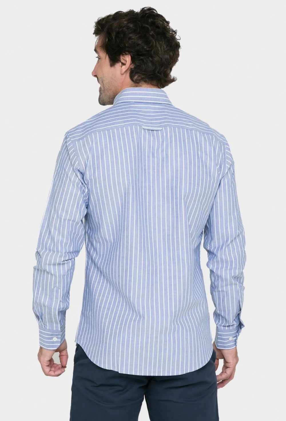 Camisa oxford a rayas azul marino