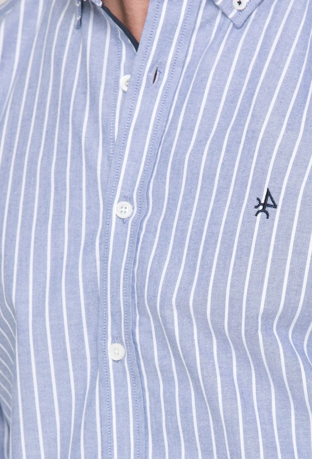 Camisa oxford a rayas azul marino