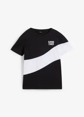 Camiseta de algodón orgánico de niño Blanco-negro