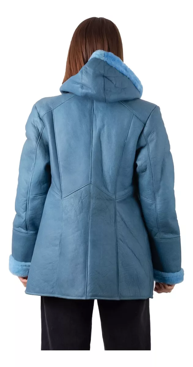 Campera De Cuero De Oveja De Mujer Azul - Modelo: 304