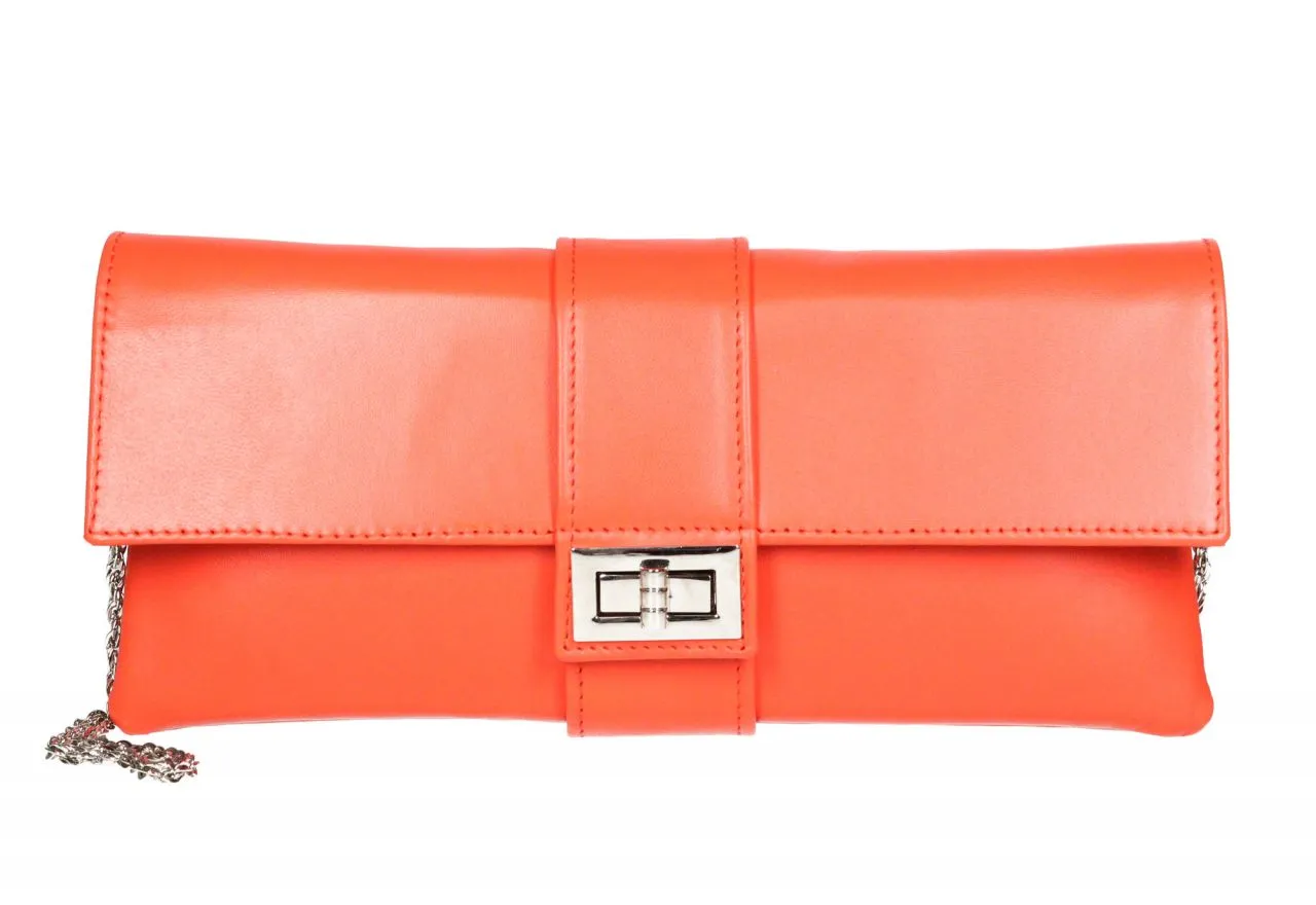 Cartera Piel Coral Pieza Central Con Broche