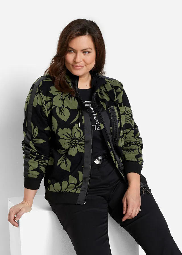 Chaqueta de chándal Negro-verde de flores