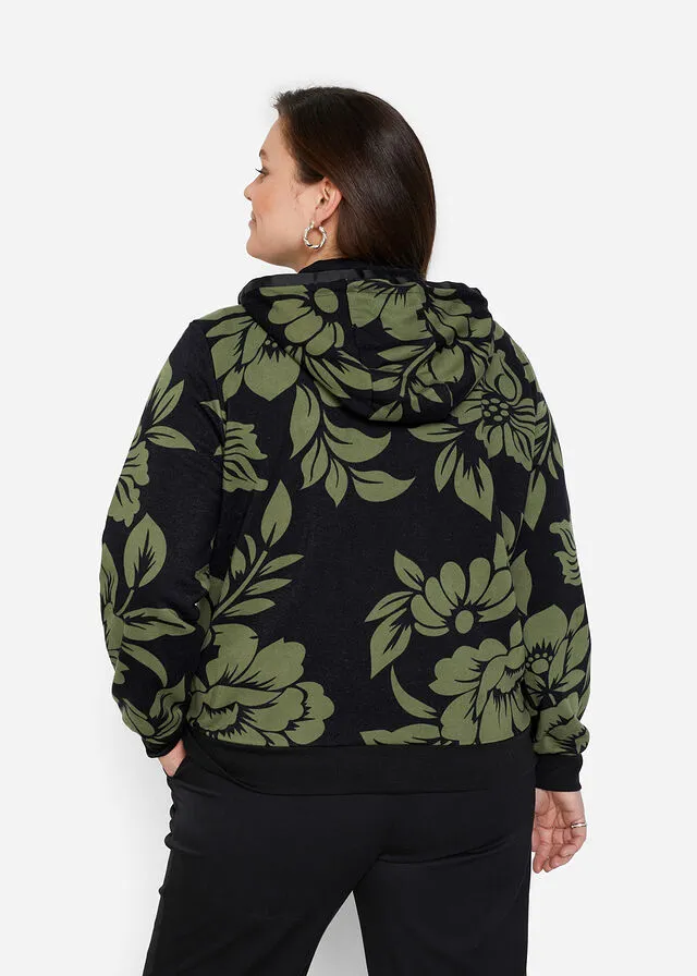 Chaqueta de chándal Negro-verde de flores