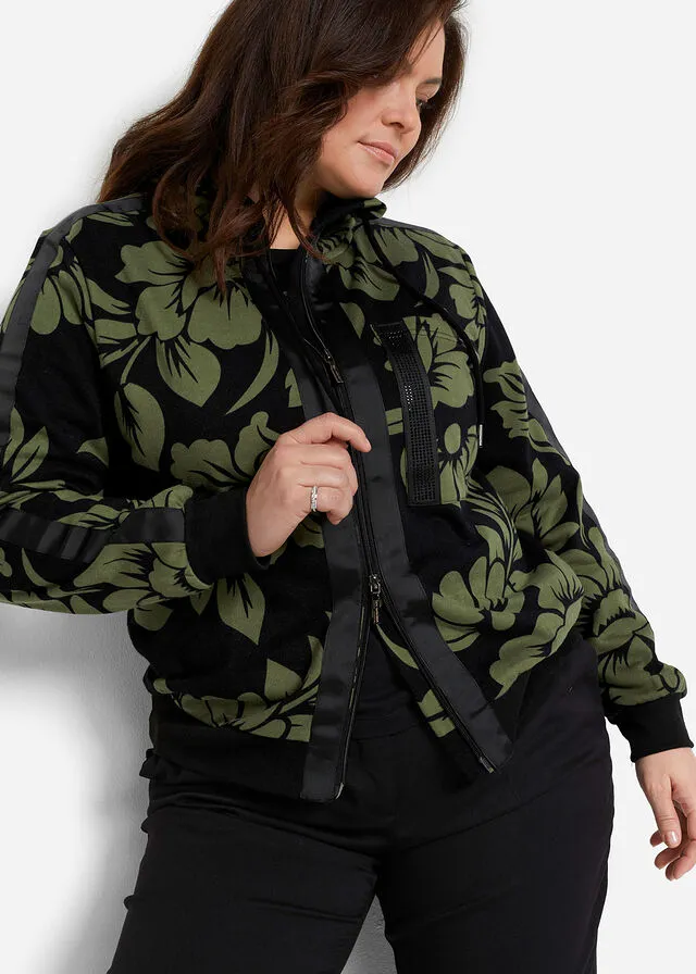 Chaqueta de chándal Negro-verde de flores