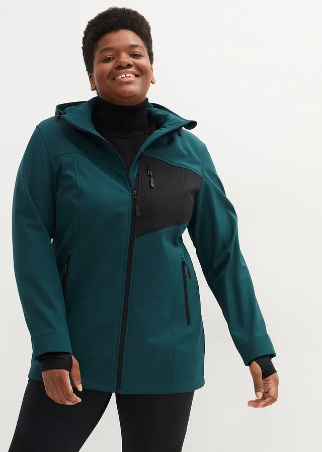 Chaqueta de tejido Softshell Verde petróleo