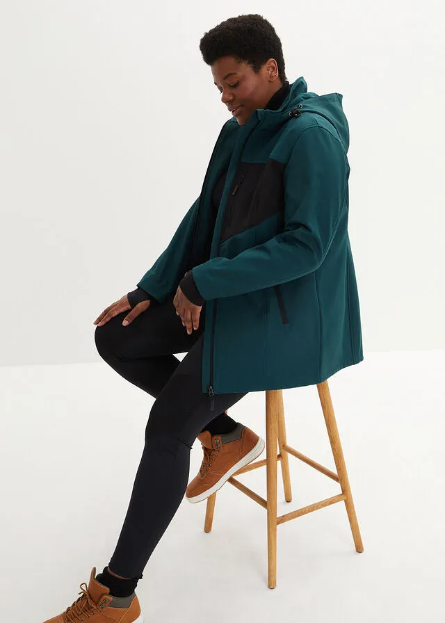 Chaqueta de tejido Softshell Verde petróleo