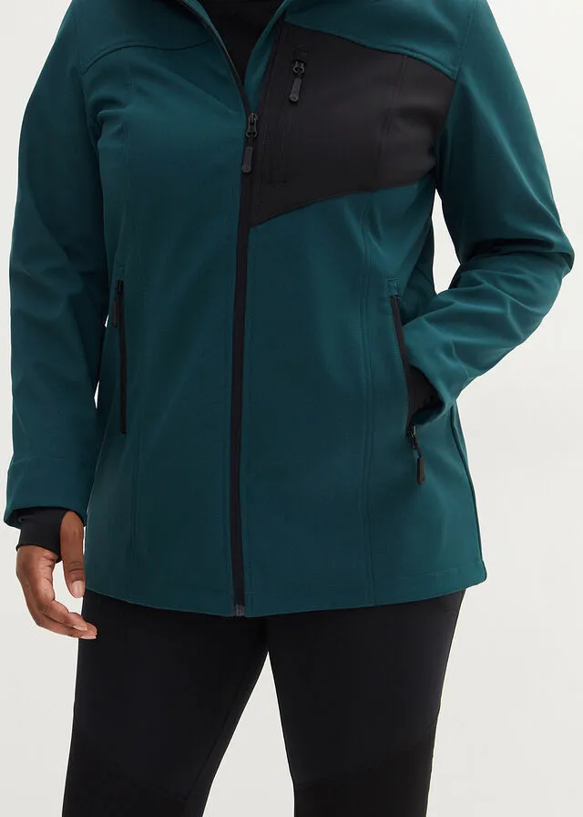 Chaqueta de tejido Softshell Verde petróleo