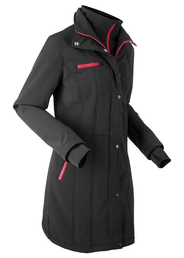 Chaqueta impermeable de capa suave Negro