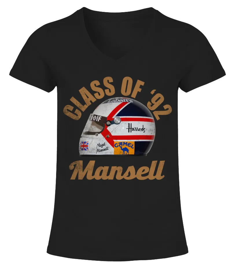 F1DR71-017-BK.Nigel Mansell 5 Camiseta cuello pico Mujer