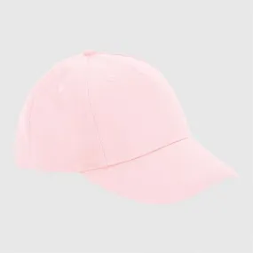 Gorra junior de algodón ecológico de 5 paneles personalizada texto color rosa