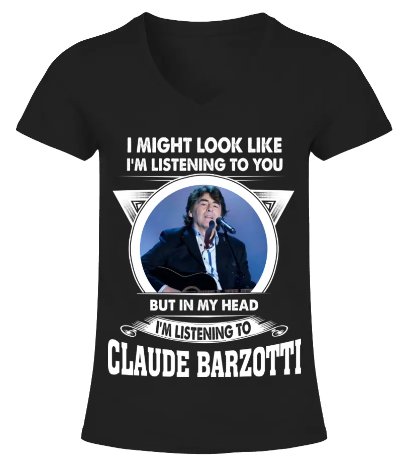 LISTENING TO CLAUDE BARZOTTI Camiseta cuello pico Mujer