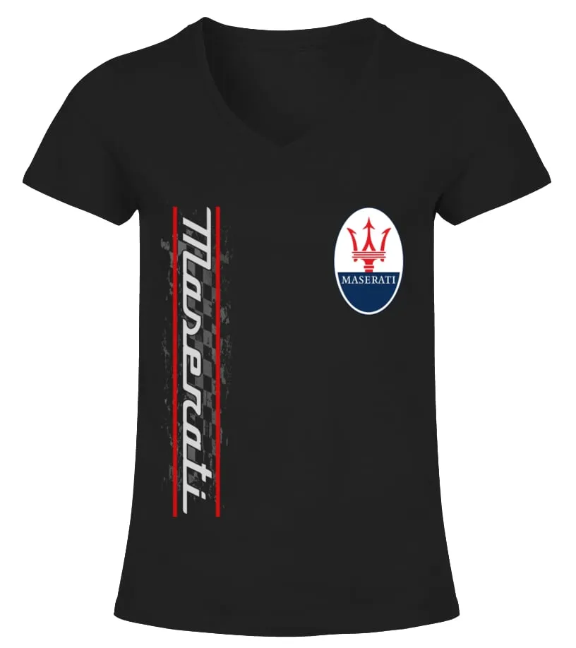 Maserati Logo BK Camiseta cuello pico Mujer