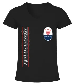 Maserati Logo BK Camiseta cuello pico Mujer