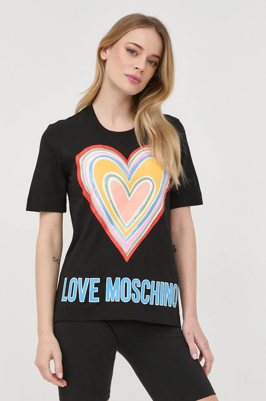 Moschino Cotton T-Shirt Love černá