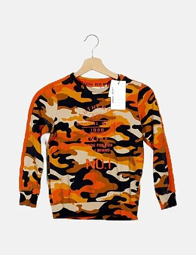 Name it Sudadera estampado camuflaje naranja