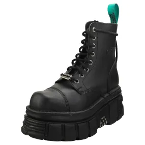 Nuevas botas de plataforma unisex veganas de rock combat en negro