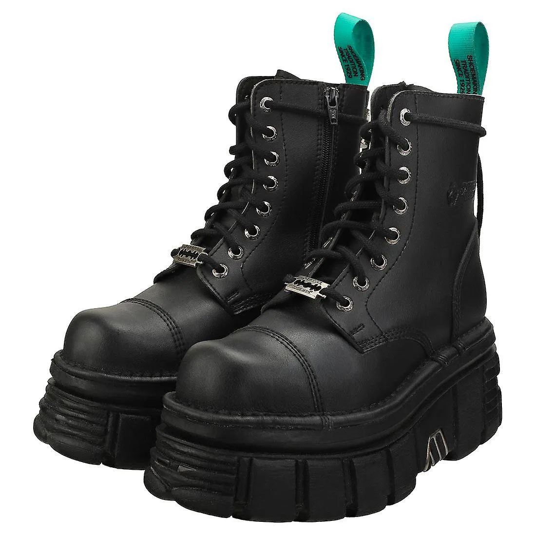 Nuevas botas de plataforma unisex veganas de rock combat en negro