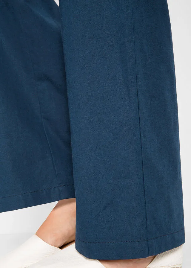 Pantalones sueltos con mezcla de lino Azul marino