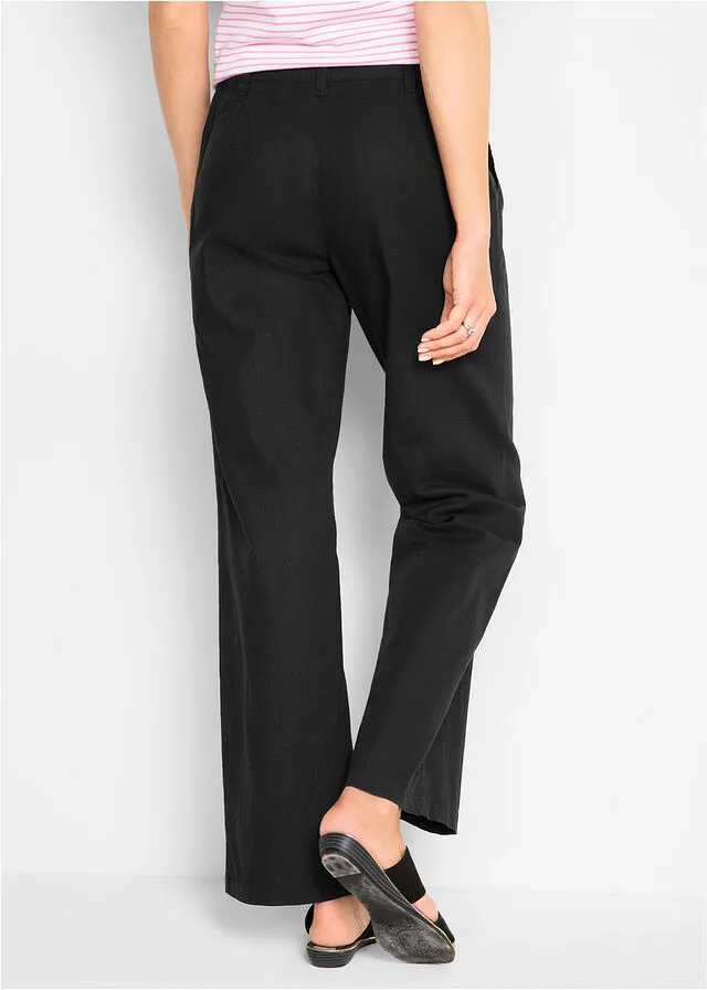 Pantalones sueltos con mezcla de lino Negro