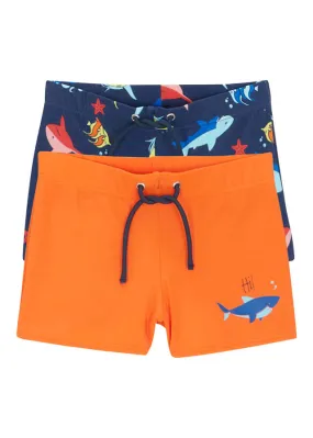 Pantalón-bañador azul marino-naranja estampado