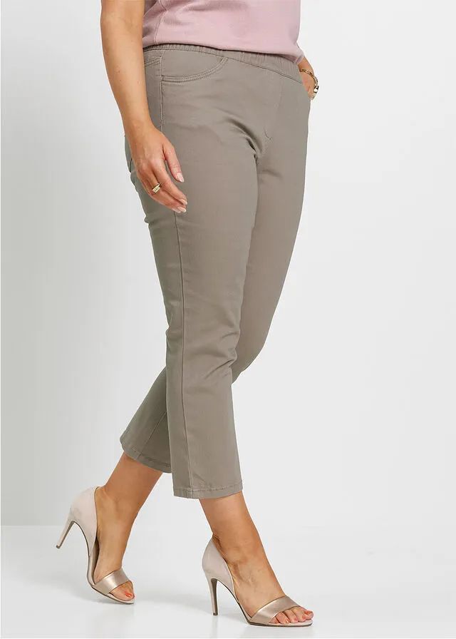 Pantalón de algodón cropped Gris topo