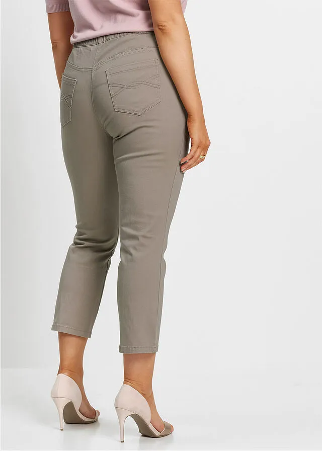 Pantalón de algodón cropped Gris topo