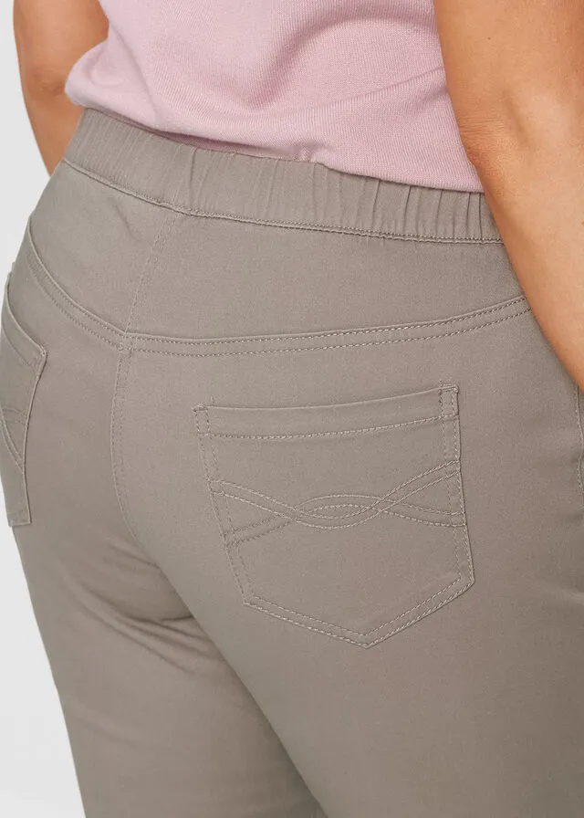 Pantalón de algodón cropped Gris topo