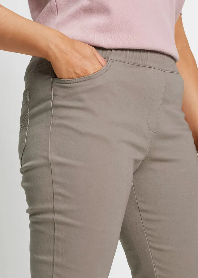 Pantalón de algodón cropped Gris topo