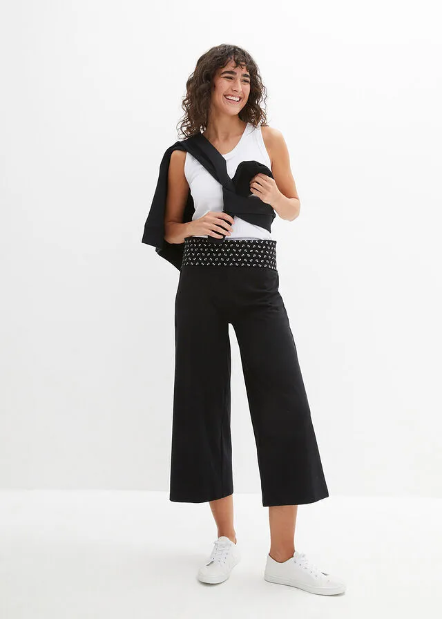 Pantalón de algodón Negro estampado