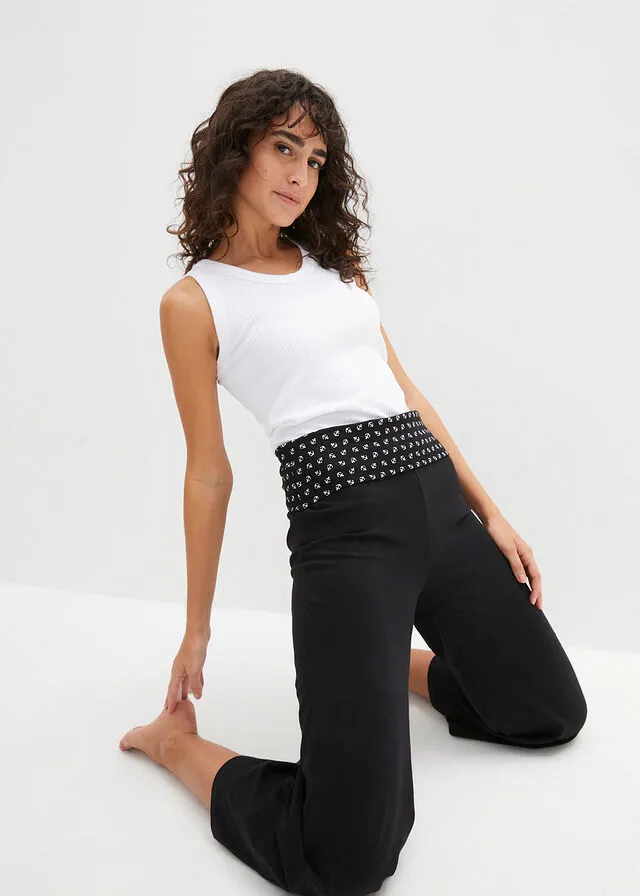 Pantalón de algodón Negro estampado