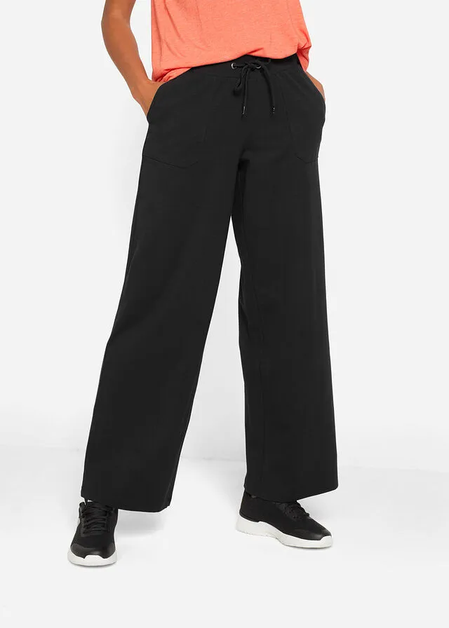 Pantalón de chándal ancho de algodón Negro