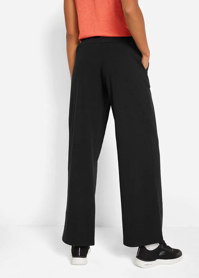 Pantalón de chándal ancho de algodón Negro