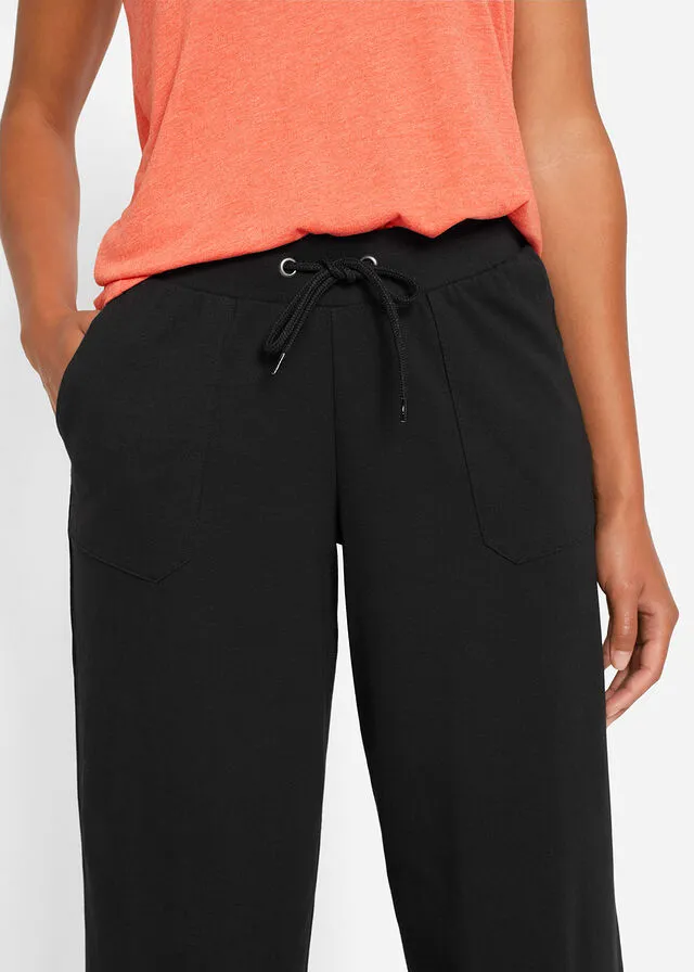 Pantalón de chándal ancho de algodón Negro