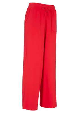 Pantalón de chándal ancho de algodón rojo intenso