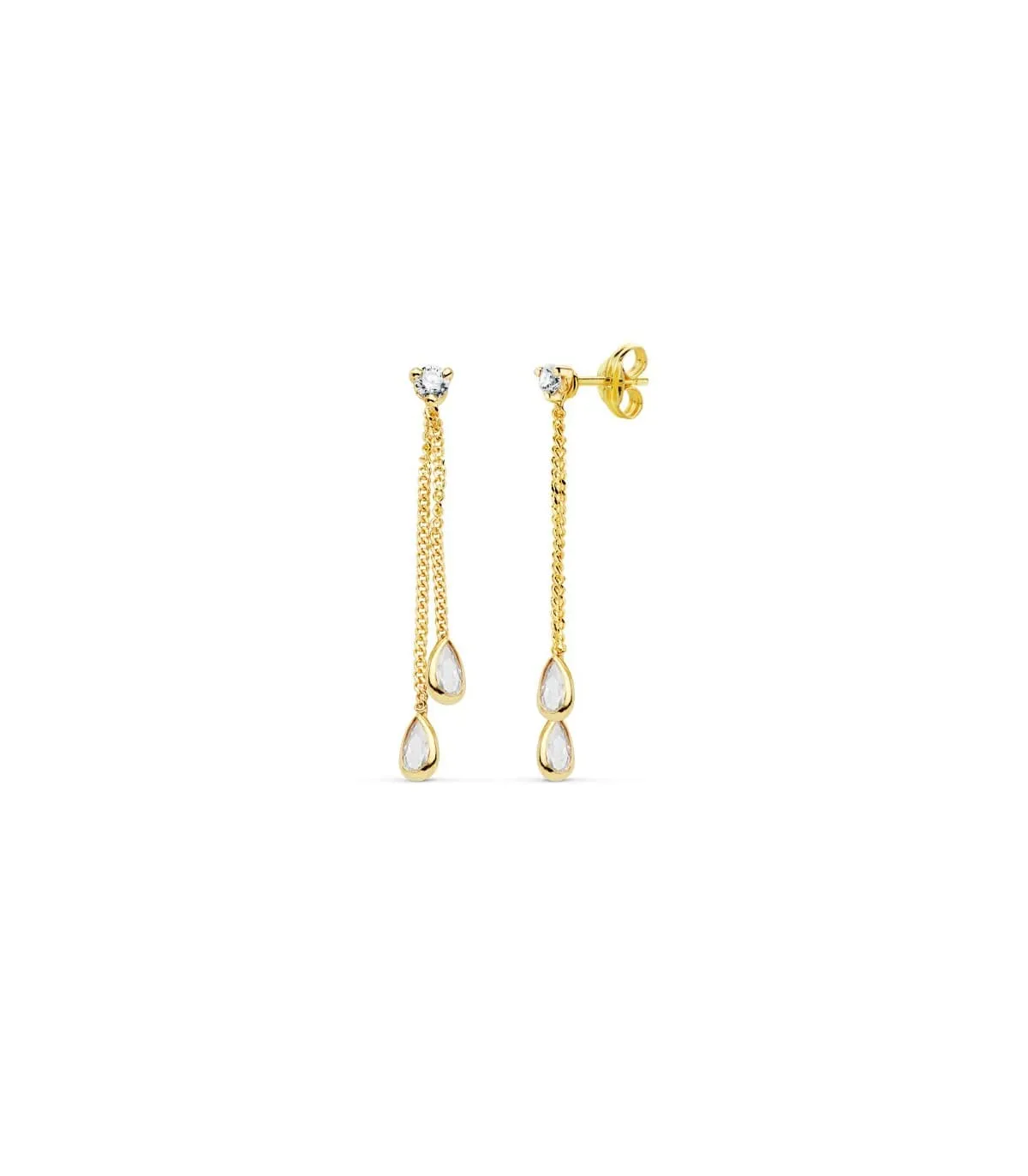 Pendientes Colgantes de Mujer Drops Oro Amarillo 18K