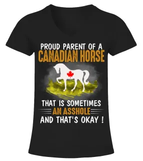 Proud parent of a canadian horse Camiseta cuello pico Mujer